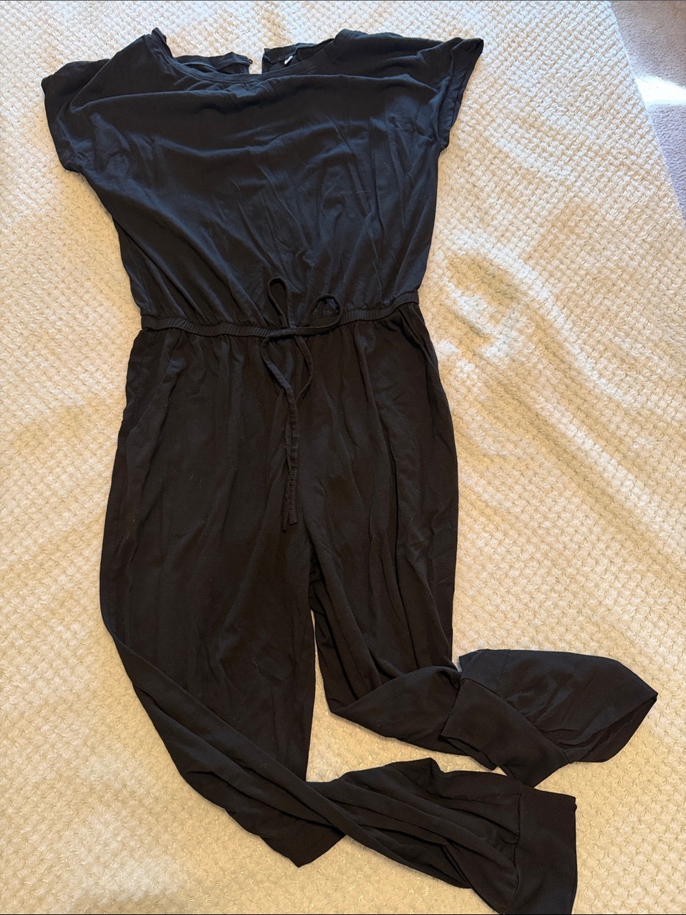 Women's Black Jumpsuit with Drawstring Waist